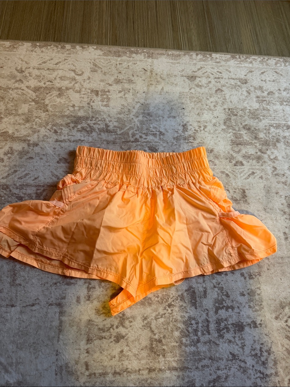 FP Movement by Free People Peach-Orange Smocked Waist Athletic Shorts